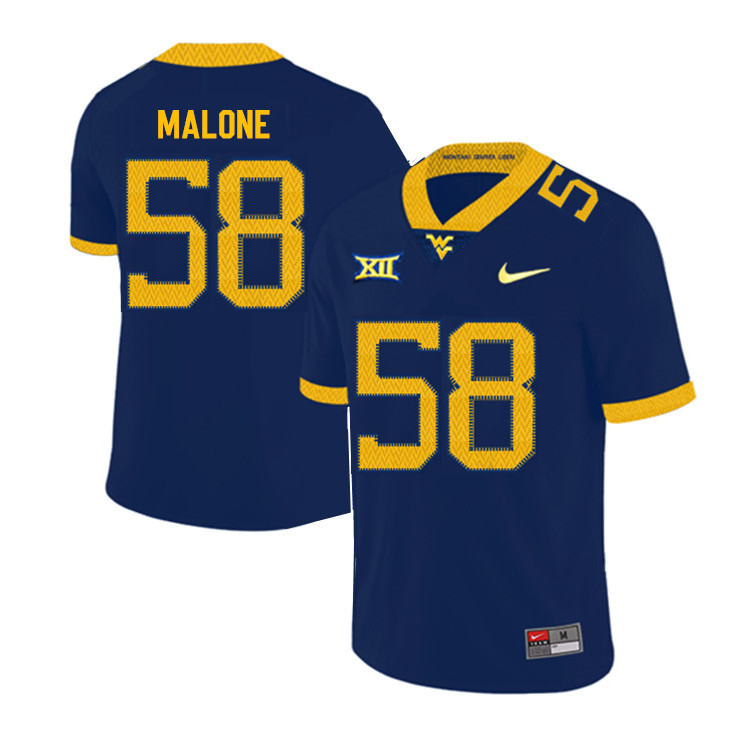 2019 Men #58 Nick Malone West Virginia Mountaineers College Football Jerseys Sale-Navy